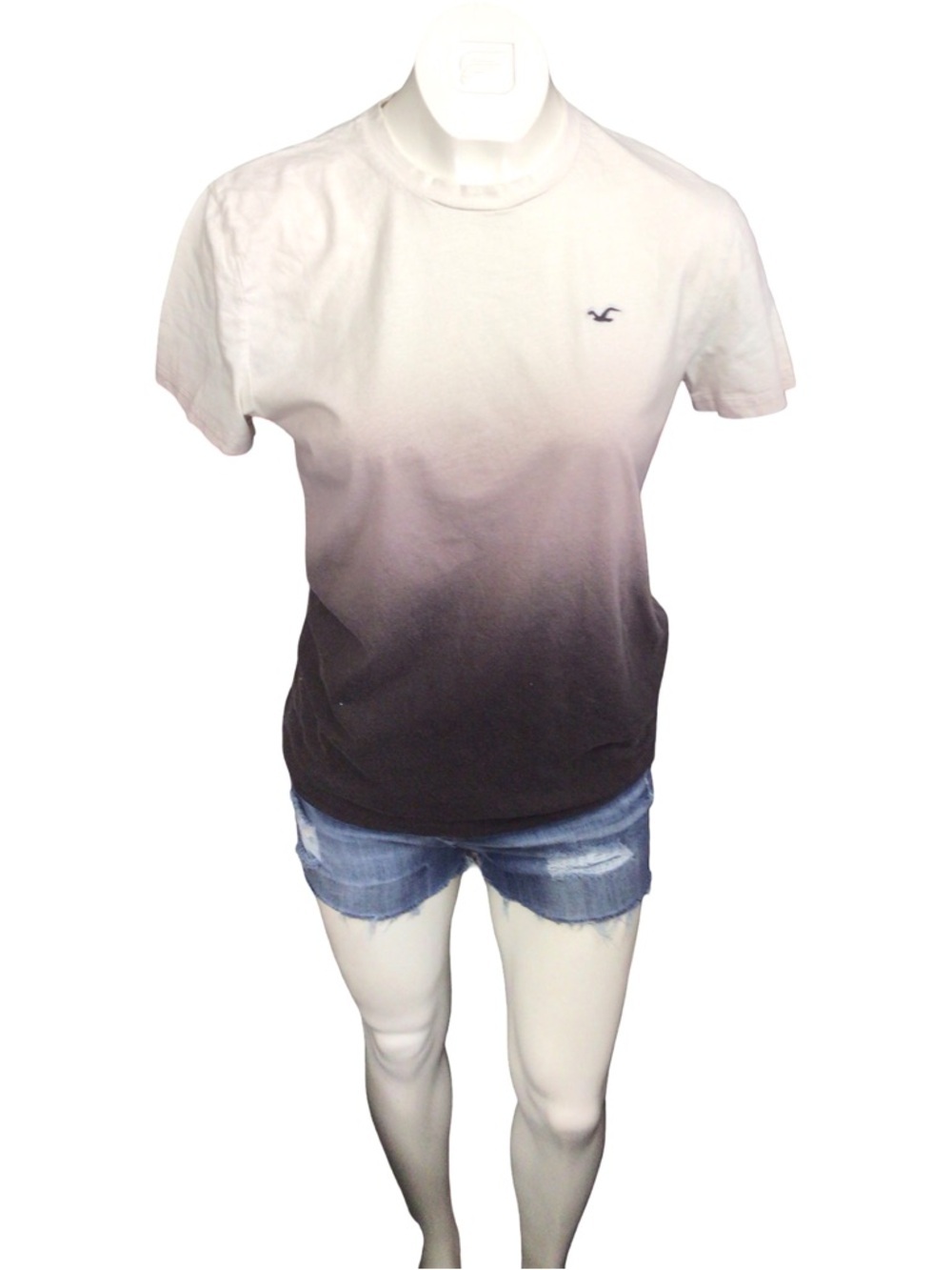 Hollister Unisex Ombre Crewneck Tee in White and Black